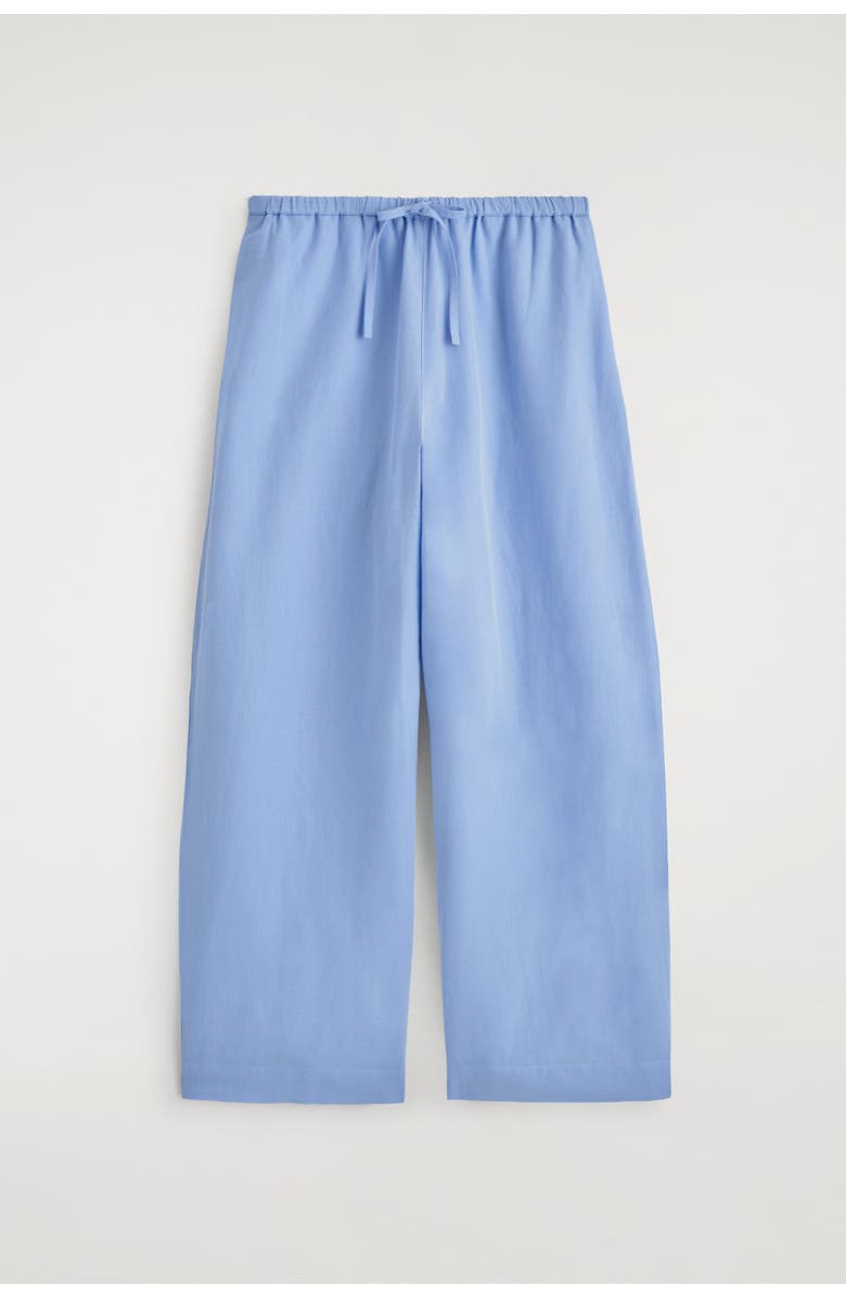 COS Wide-leg Linen Drawstring Trousers, Alternate, color, Light Blue