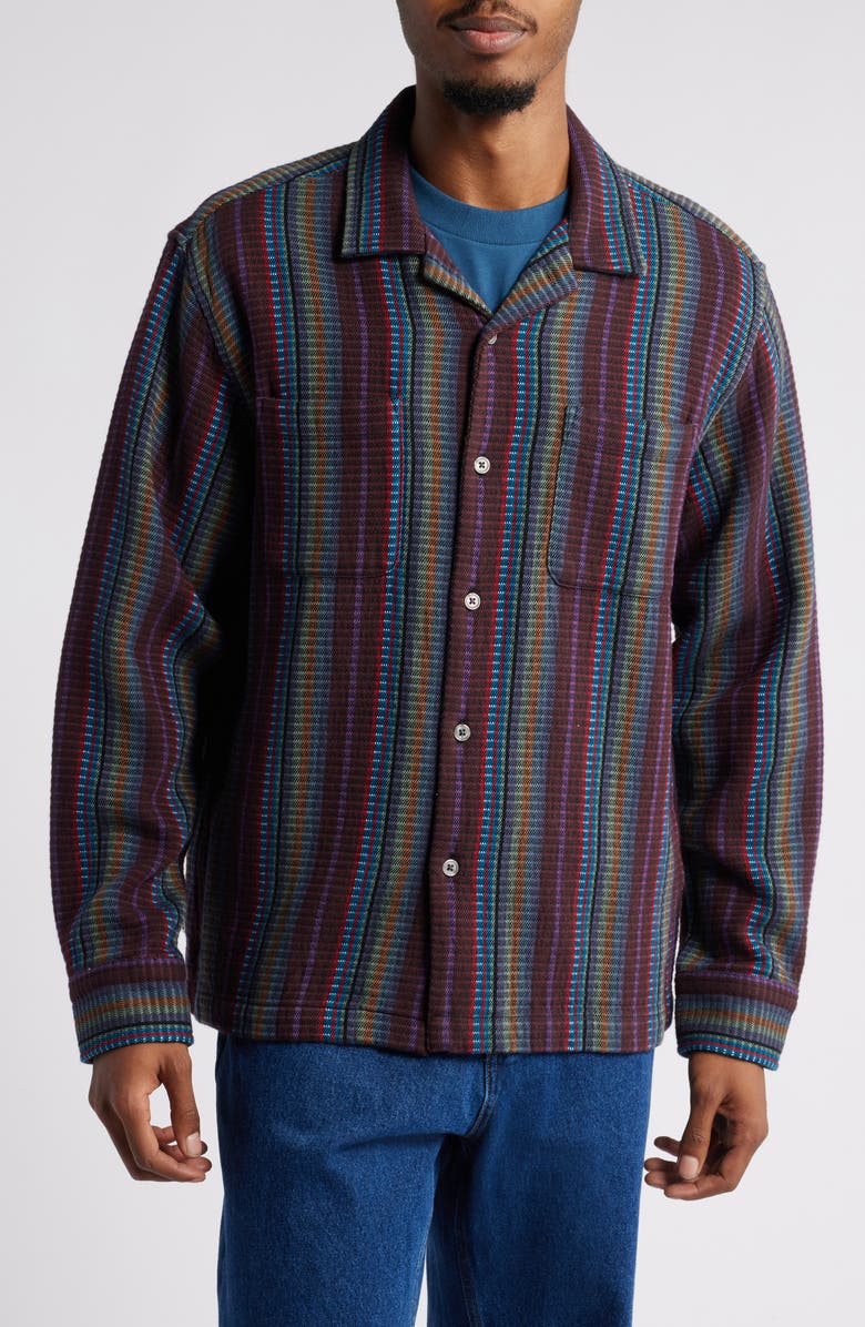 Obey Wanderer Stripe Long Sleeve Camp Shirt, Alternate, color,