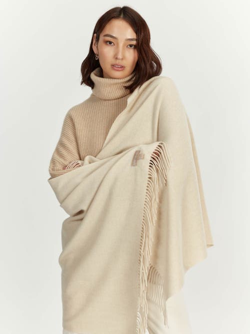 Gobi Cashmere Wide Fringe Scarf In Sand