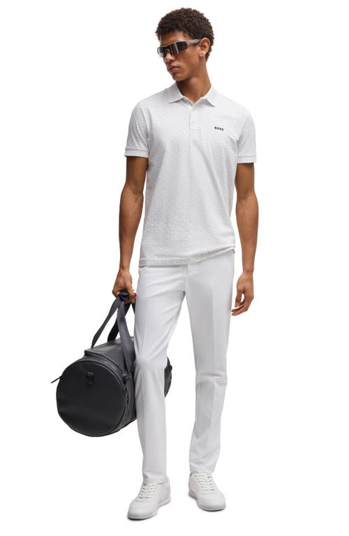 Hugo Boss Boss Paddy Geo Print Cotton Polo In Neutral