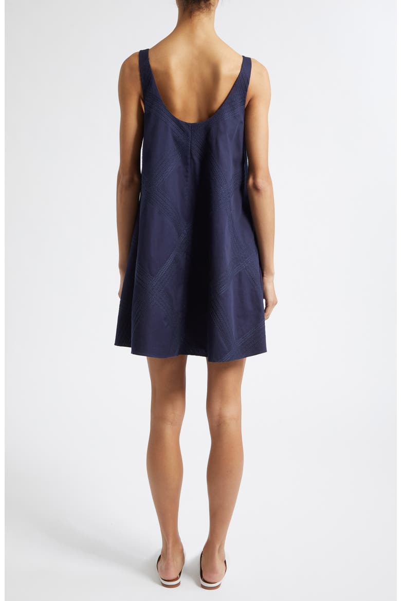 Emery Embroidered Cotton Trapeze Minidress, Alternate, color, DARK NAVY / DARK NAVY