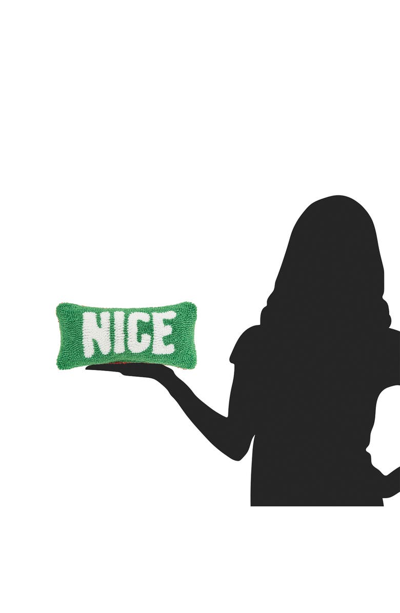 C&F Home "Naughty Nice" Hooked Christmas Mini 2-Piece Accent Pillows Set 6" x 12", Alternate, color, Red