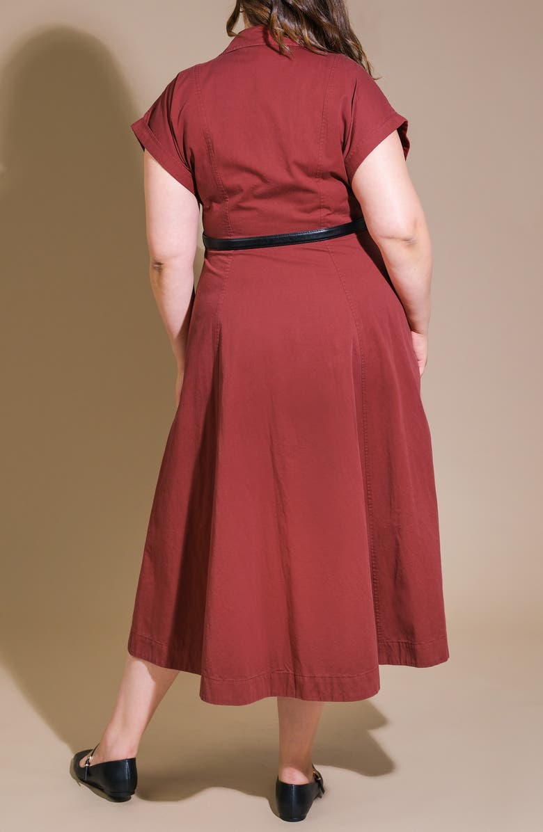 FLYING TOMATO Belted Cotton Shirtdress, Alternate, color, Berry