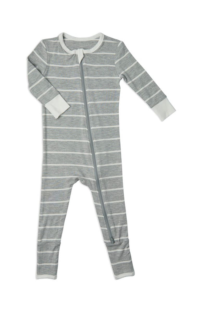 Everly Grey Convertible Romper Fitted Long Sleeve Pajama, Main, color, Heather Grey Stripe