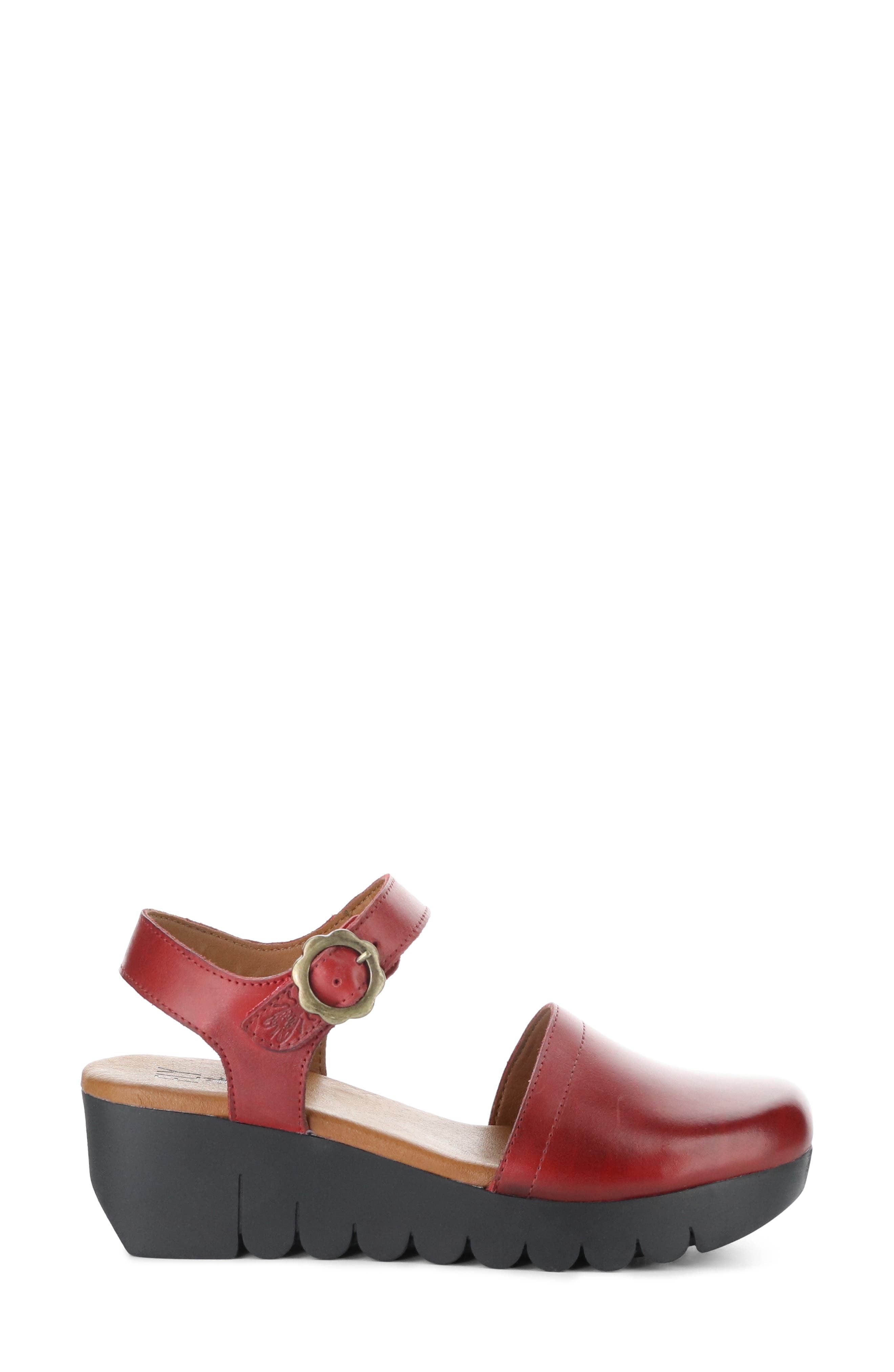 Vizi Ankle Strap Platform Wedge Clog, Alternate, color, RED