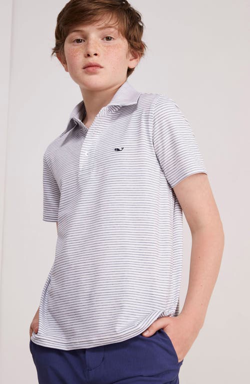Vineyard Vines Kids' Bradley Stripe Stretch Polo In White