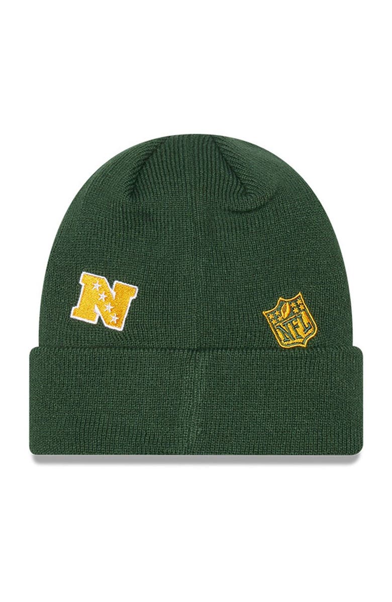 New Era Youth New Era  Green Green Bay Packers Identity Cuffed Knit Hat, Alternate, color, 