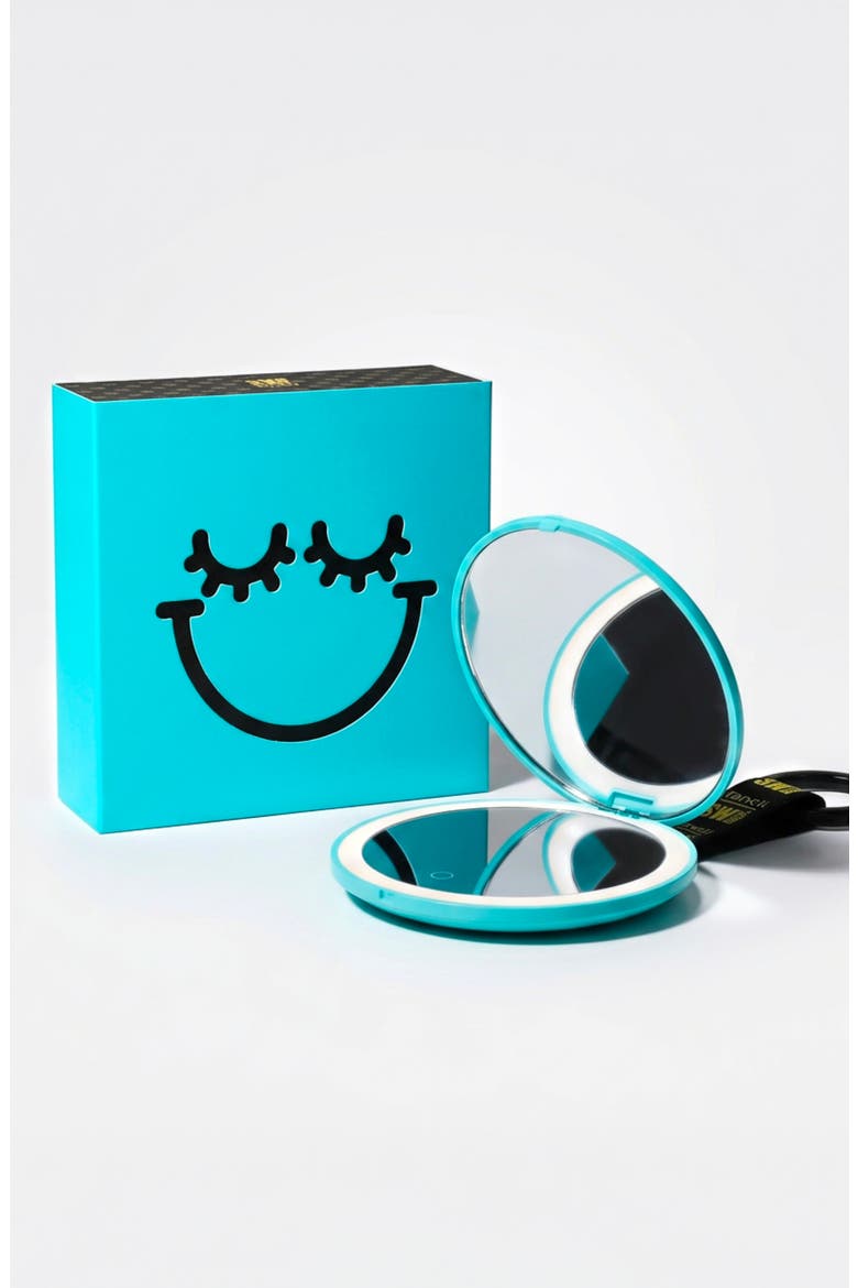 x S.W. Smiley Bag Charm Mirror, Alternate, color, Aqua