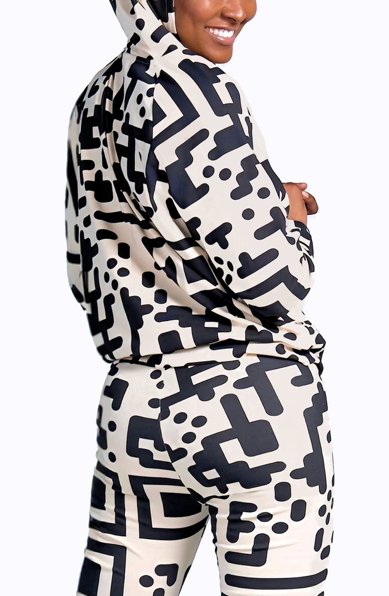 Dai Moda QR Code Print Modal Blend Hoodie, Alternate, color, Cream