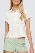 Princess Polly Protect Your Peace Eyelet Short Sleeve Shirt