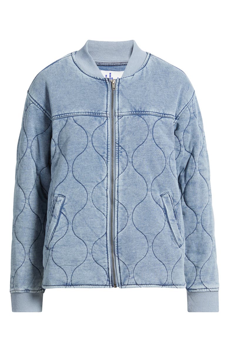 CITY BLUES Quilted Denim Bomber Jacket, Main, color, Indigo