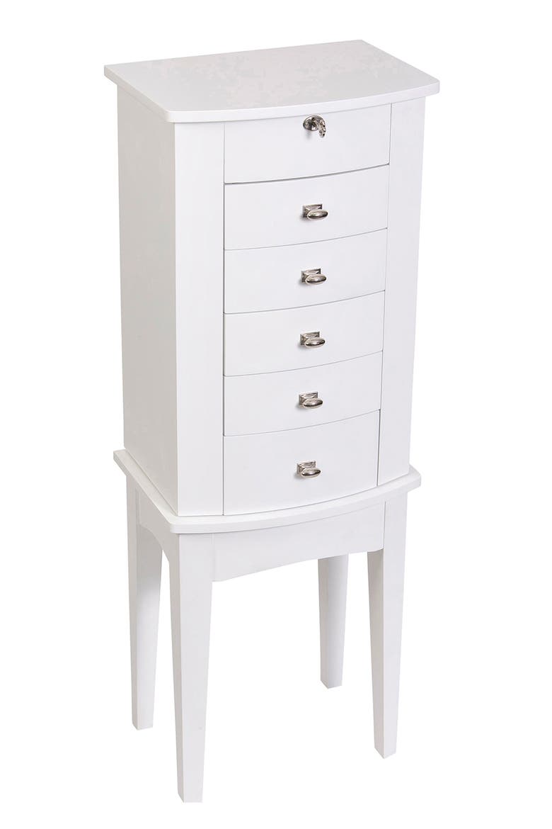 Mele & Co. Hadley Jewelry Armoire, Main, color, WHITE
