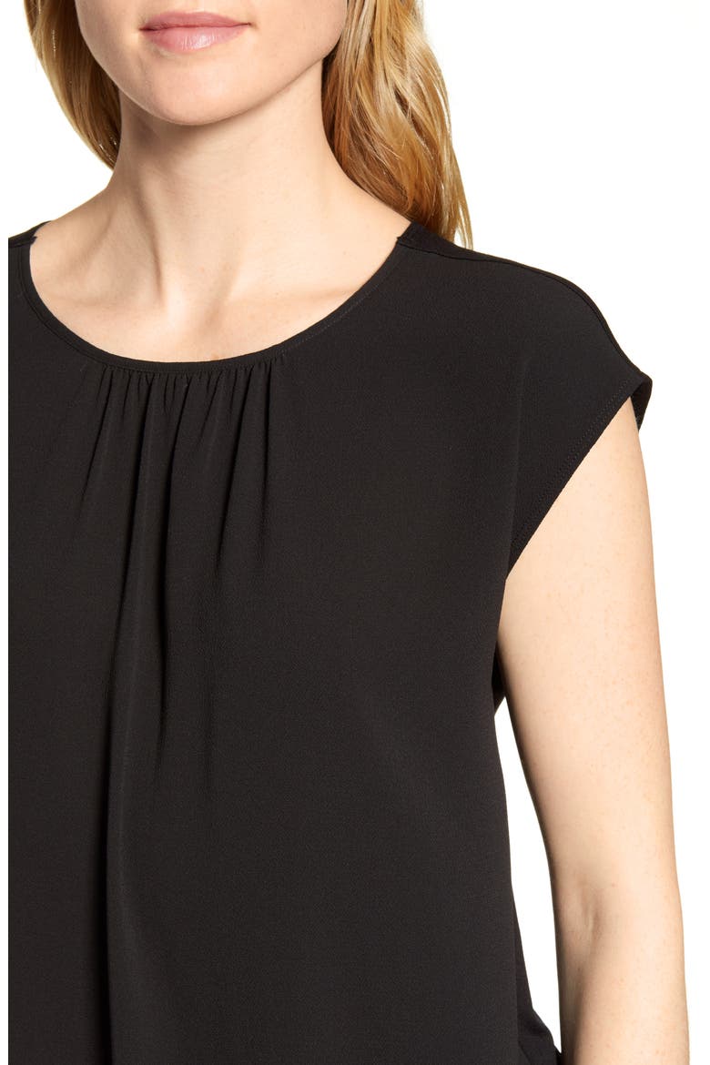 Gathered Neck Knit Back Top, Alternate, color, RICH BLACK