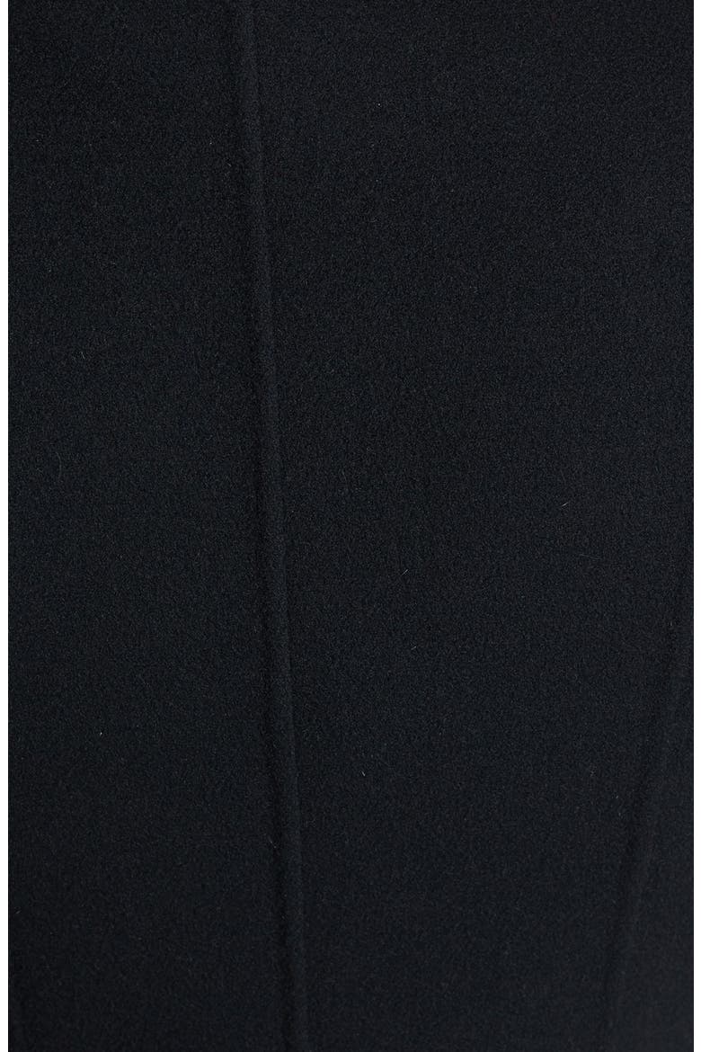 'Hemy' Leather Sleeve Asymmetrical Long Coat, Alternate, color, BLACK
