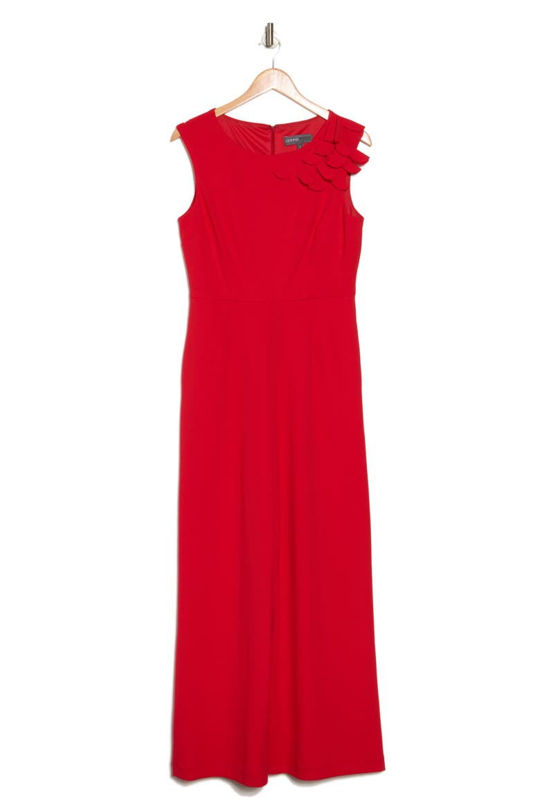 Floral Appliqué Wide Leg Jumpsuit, Alternate, color, RED