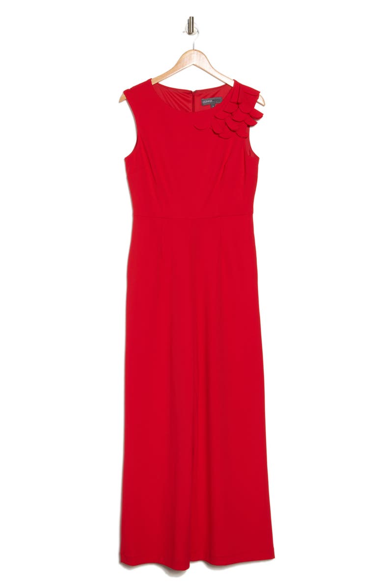 Julia Jordan Floral Appliqué Wide Leg Jumpsuit, Alternate, color, Red