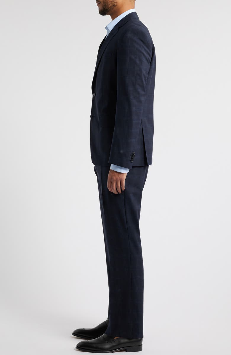 BOSS Huge Slim Fit Navy Check Stretch Wool Suit, Alternate, color, 