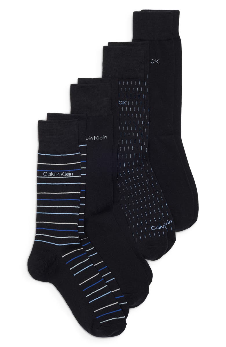 Calvin Klein 4-Pack Assorted Dress Socks, Main, color, Black