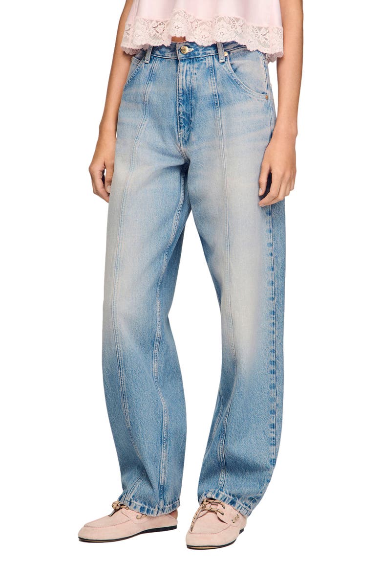 SANDRO Faded barrel jeans, Main, color, Blue Jean