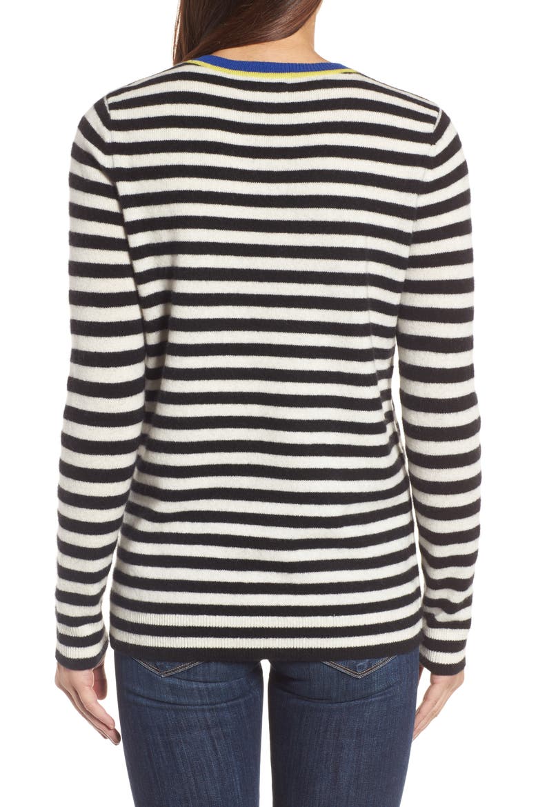 Stripe Cashmere Sweater, Alternate, color, BLACK- IVORY STAR STRIPE