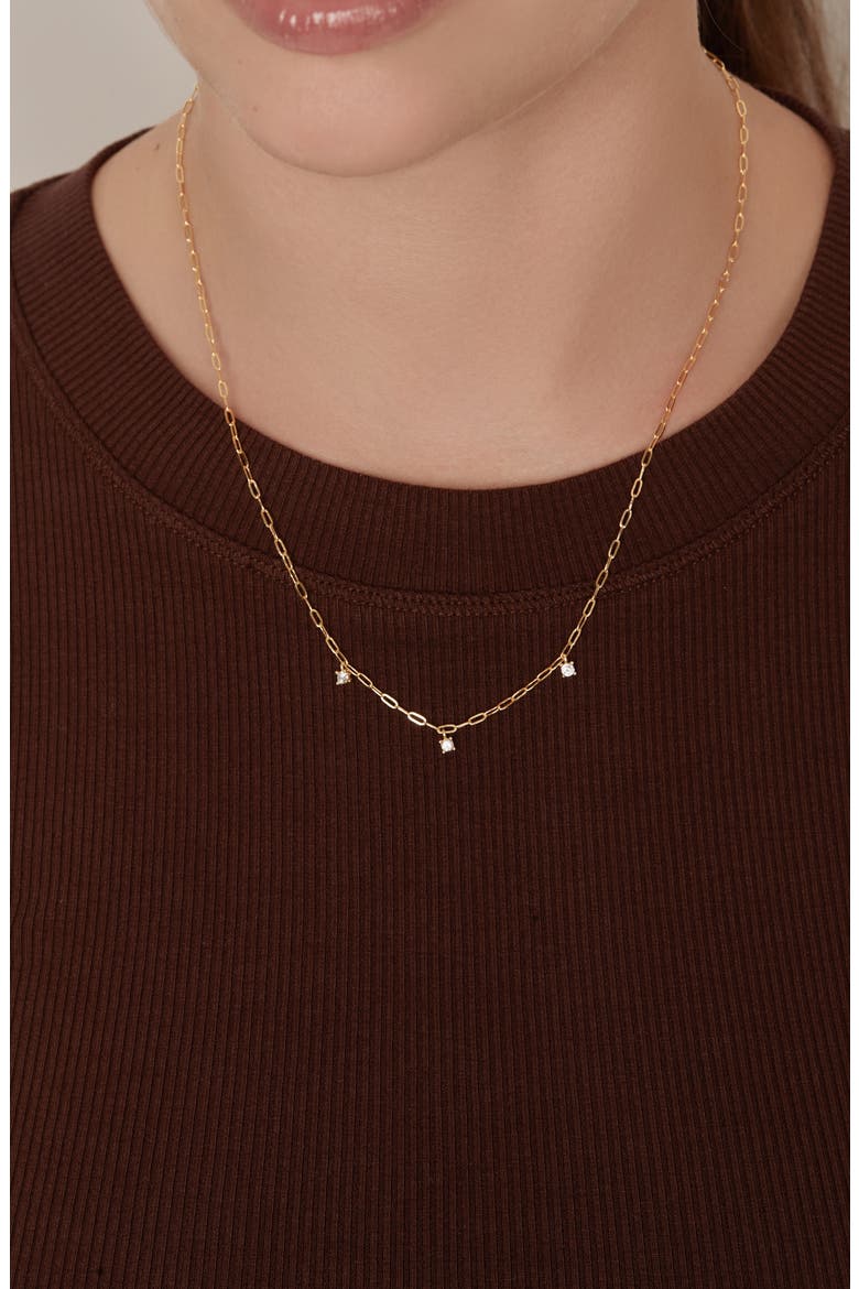 Cubic Zirconia Station Necklace, Alternate, color, GOLD
