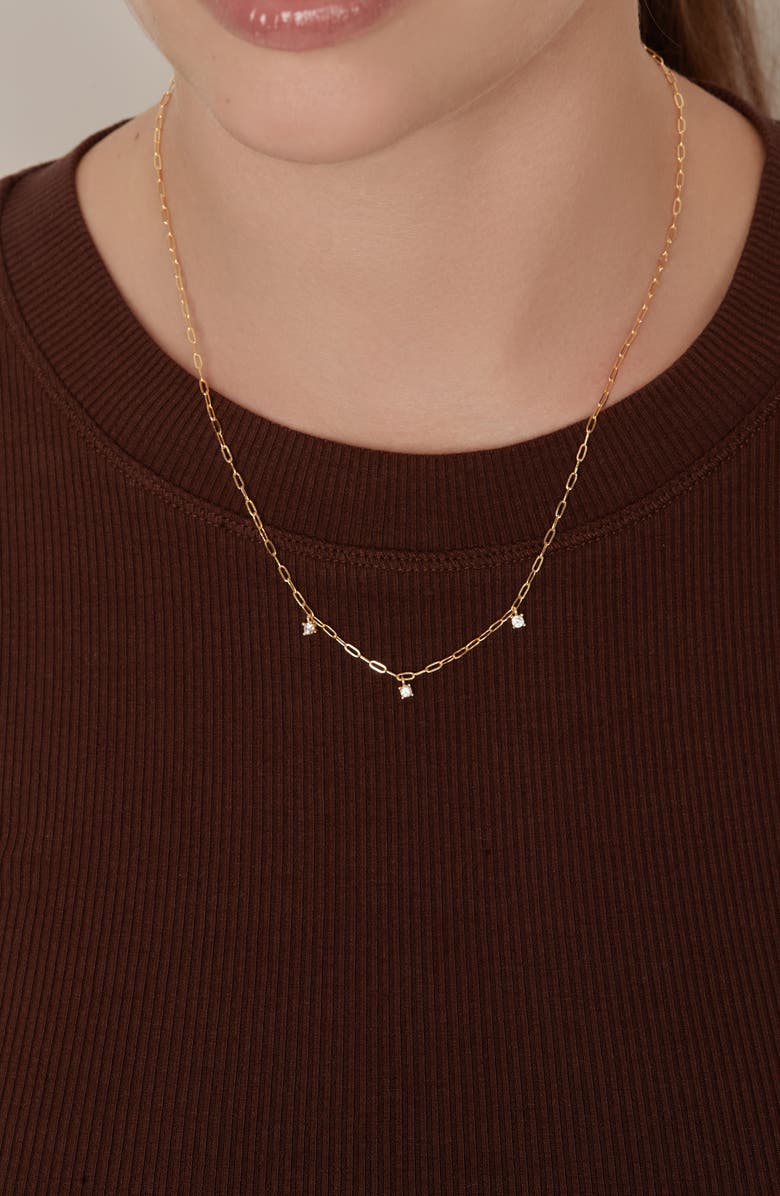 Argento Vivo Sterling Silver Cubic Zirconia Station Necklace, Alternate, color, Gold