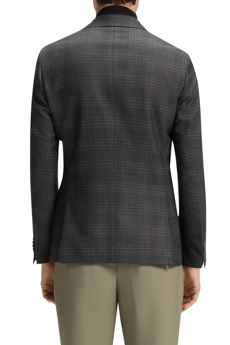 Hutson Slim Fit Slub Black & Brown Check Wool Sport Coat, Alternate, color, BLACK