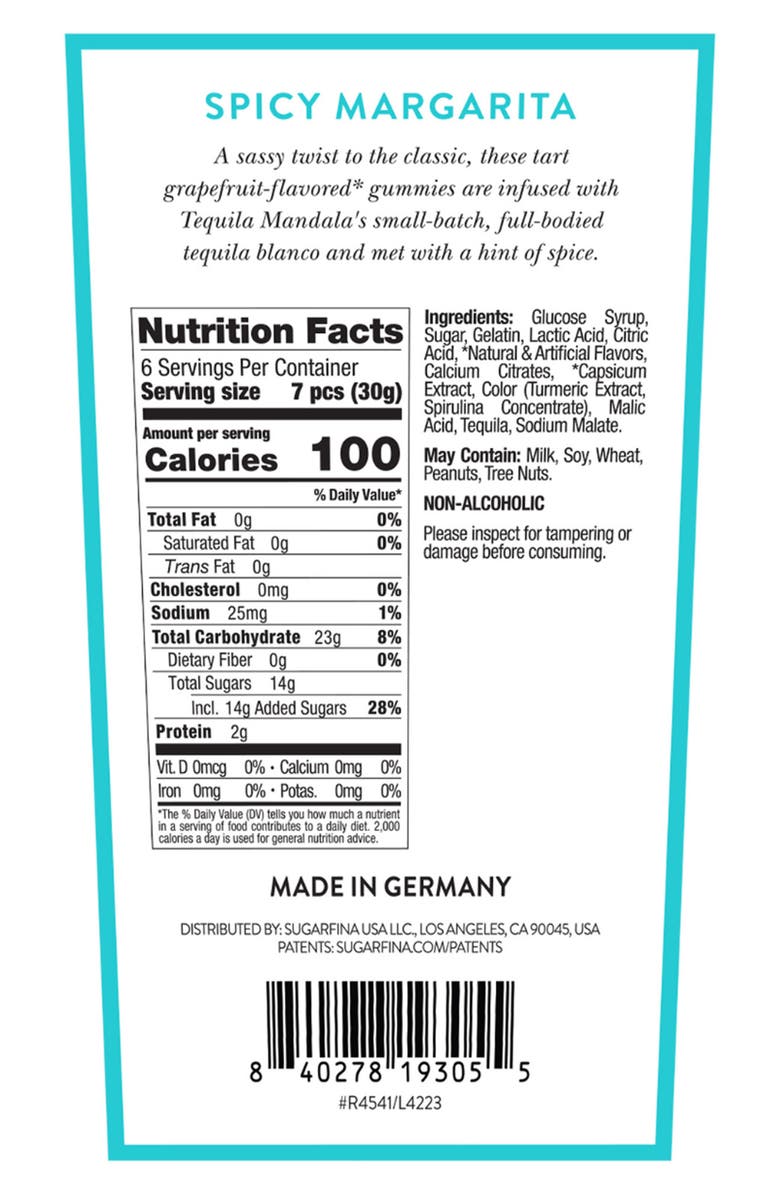 sugarfina x Tequila Mandala Set of 2 Spicy Margarita Gummy Bottles, Alternate, color,