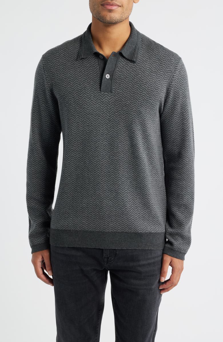 Rails Herrington Herringbone Polo Sweater, Main, color, Charcoal Herringbone Melange