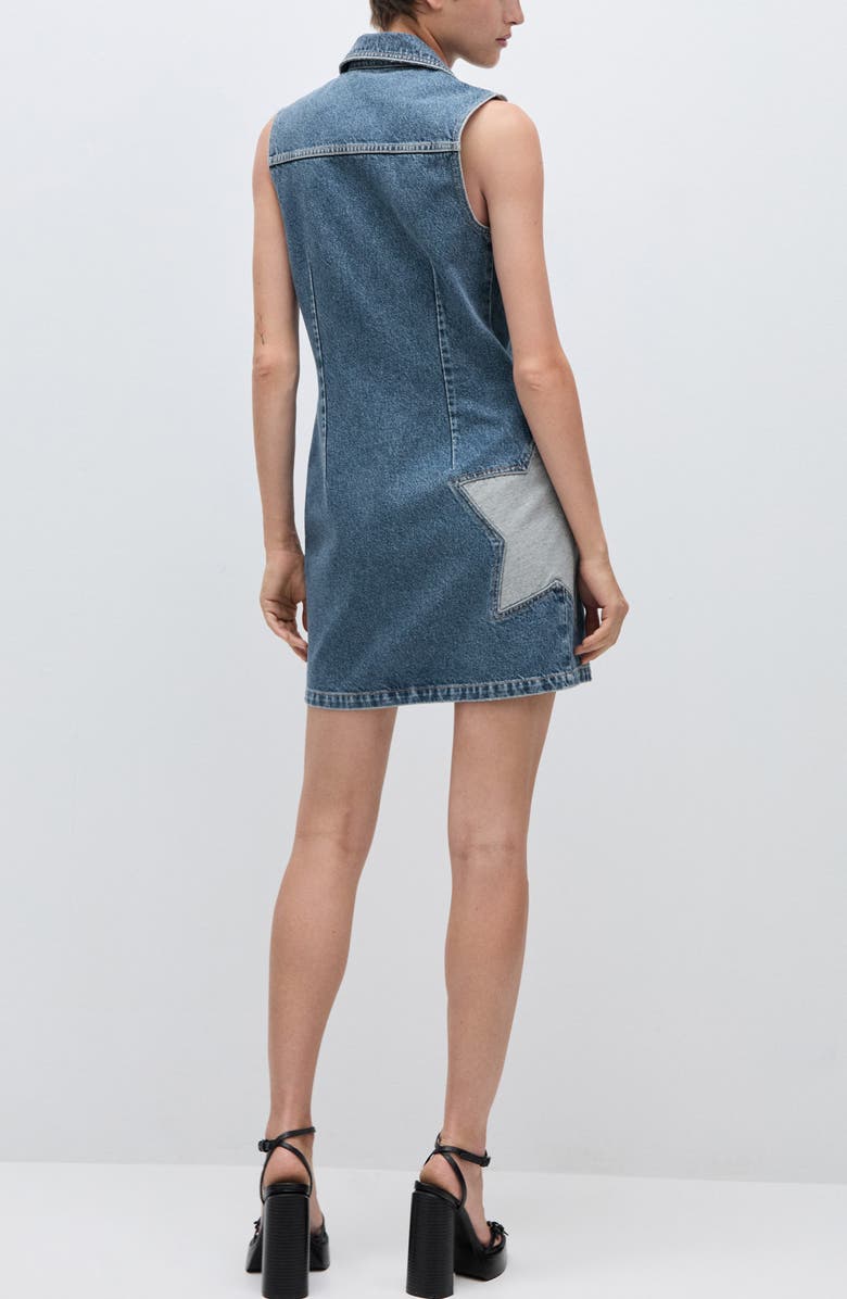 MANGO Star Detail Sleeveless Denim Dress, Alternate, color, Medium Blue