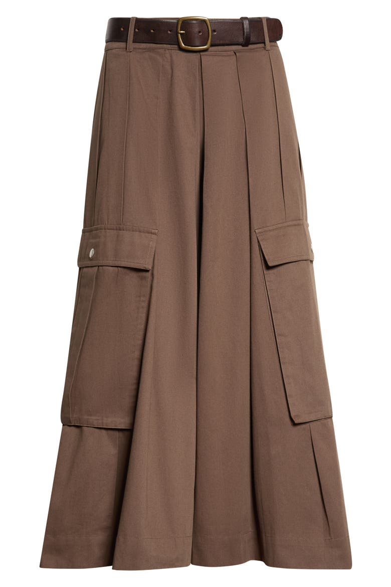 Tristan Pleated Cotton Culottes, Alternate, color, BROWN