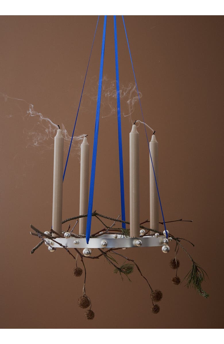 OYOY Pearl Advent Candleholder, Alternate, color, Silver