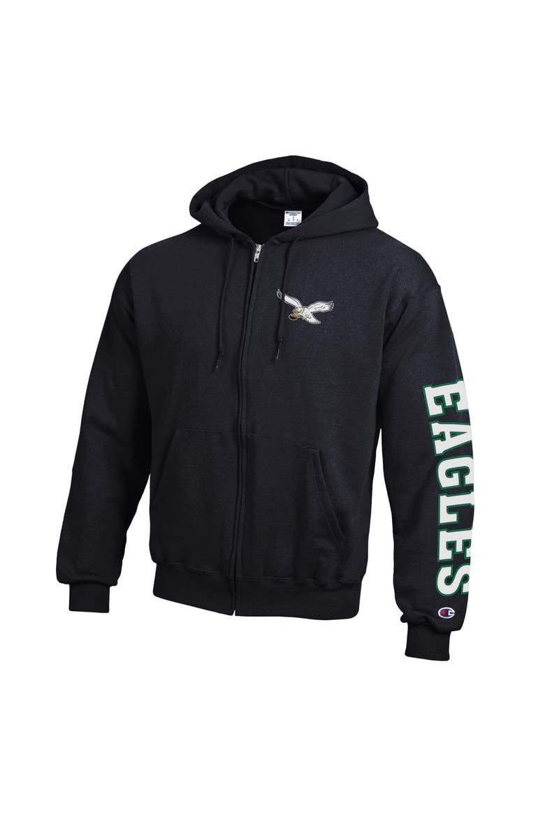 Men's Champion  Black Philadelphia Eagles Powerblend Fleece Full-Zip Hoodie, Alternate, color, Black
