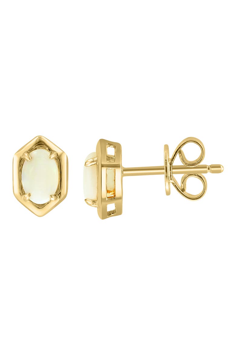 Opal Hexagon Stud Earrings, Main, color, GOLD