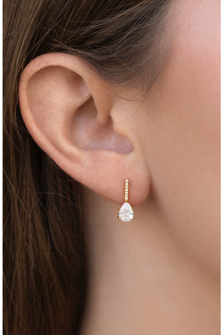 Cape May Pavé Cubic Zirconia Pear Drop Earrings, Alternate, color, GOLD