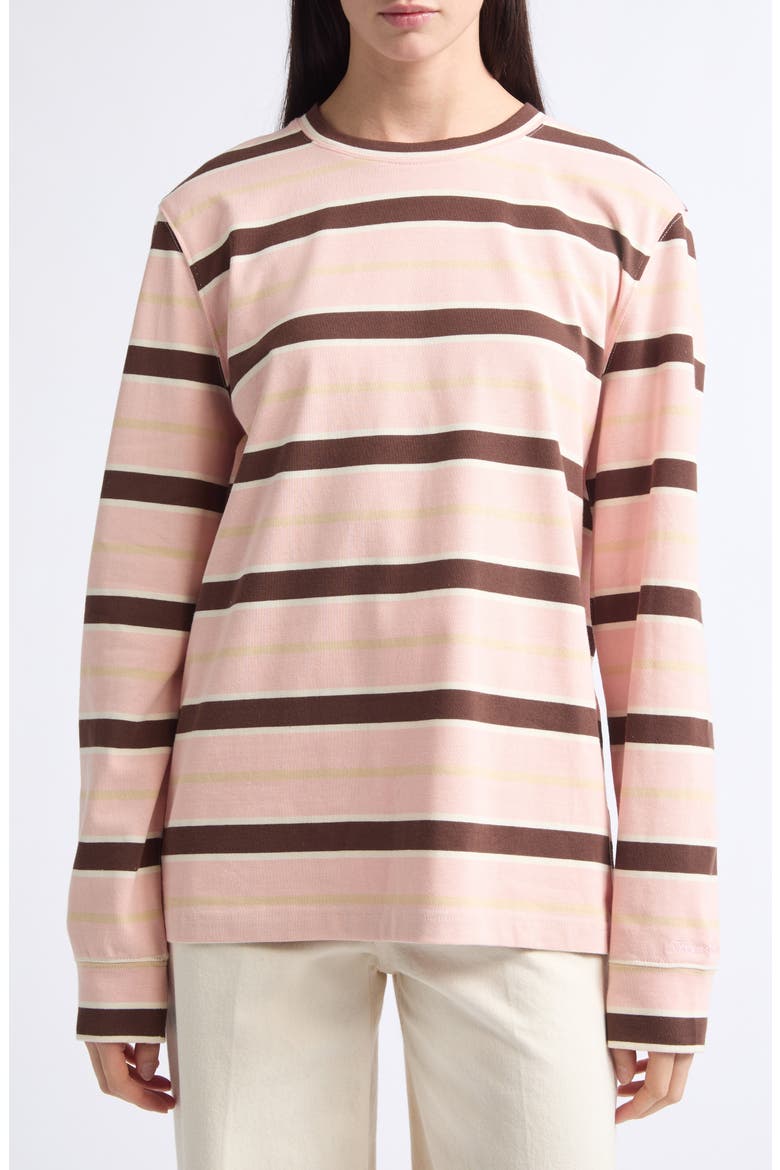 Flynn Stripe Long Sleeve Cotton T-Shirt, Main, color, PINK