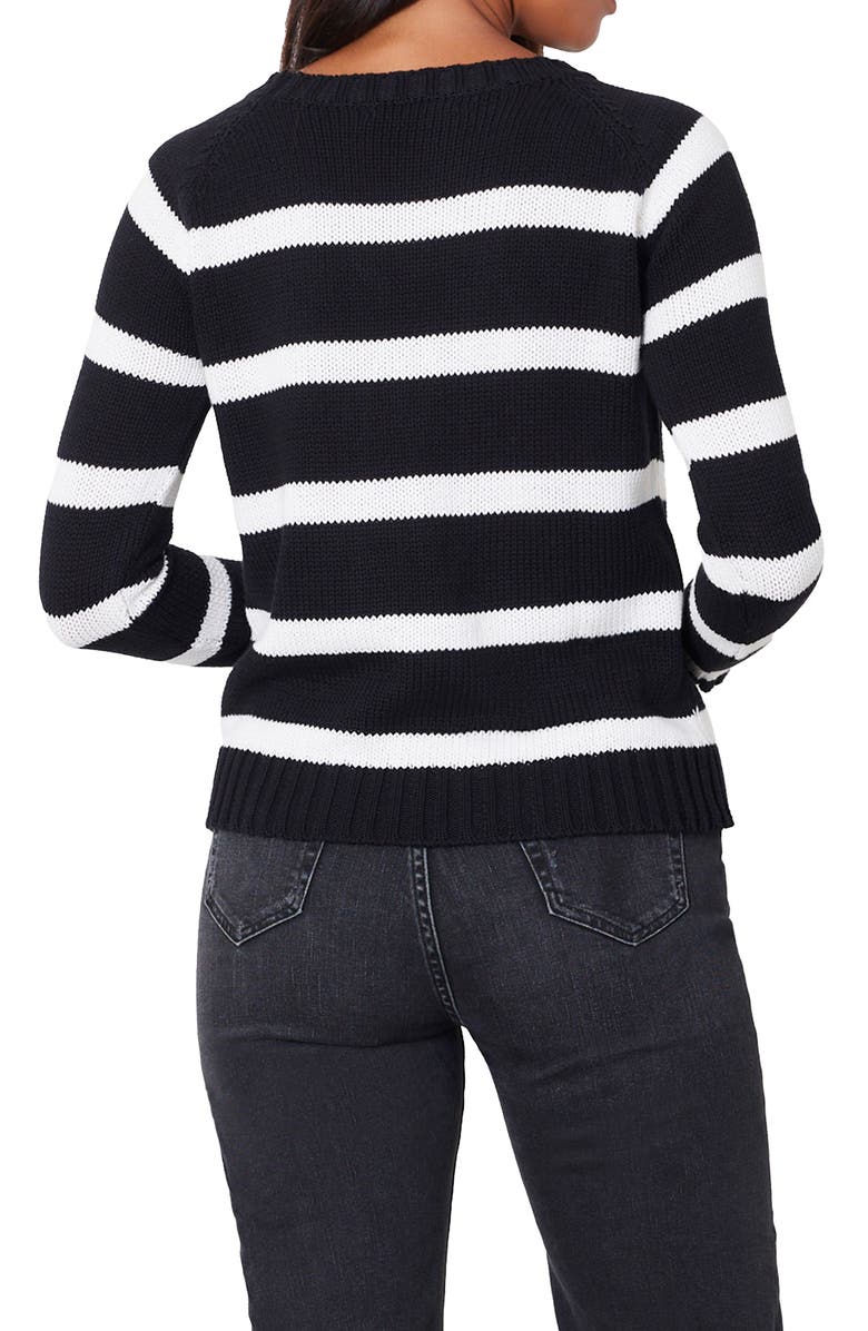 Paneros Clothing Sloane Stripe Cotton Crewneck Sweater, Alternate, color, Black Stripe