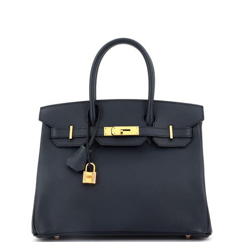 Birkin Handbag Blue Epsom with Rose Gold Hardware 30