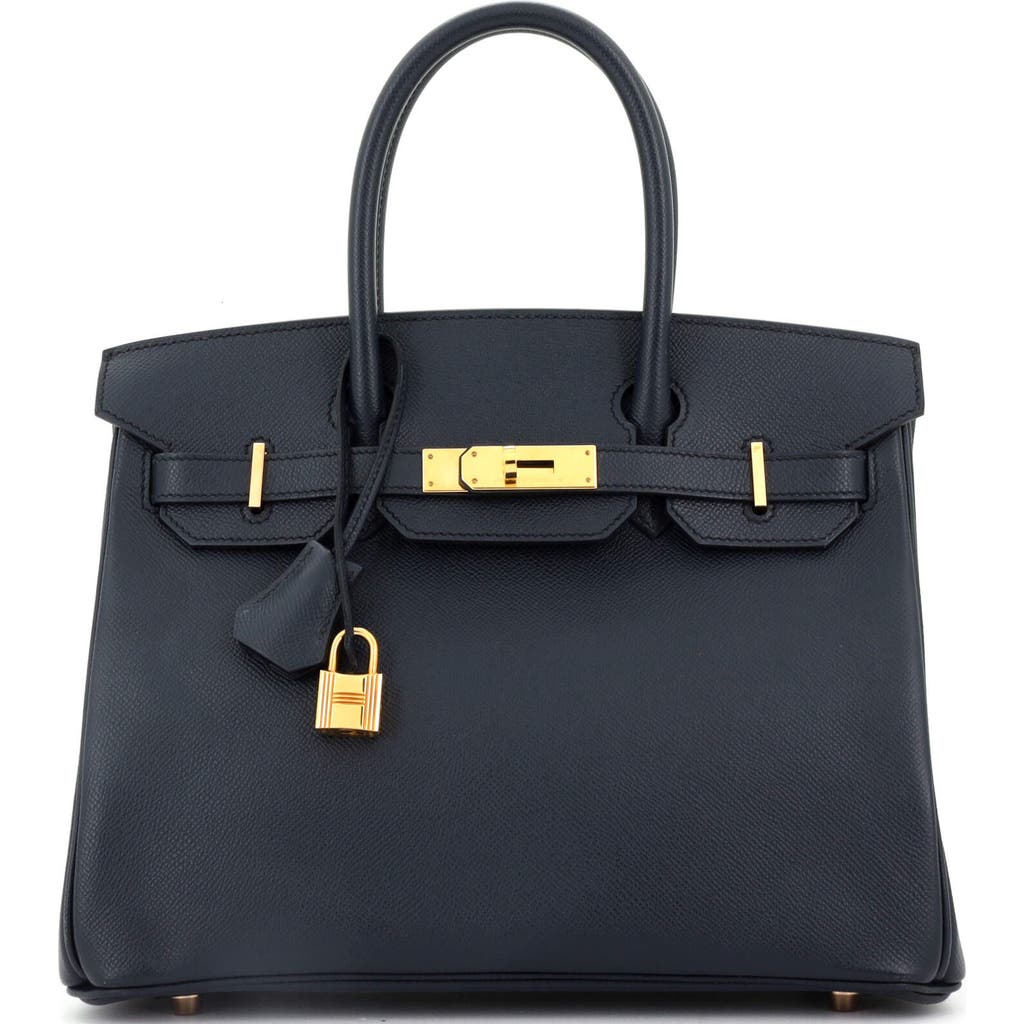 Pre-owned Hermes  Hermes Birkin Handbag Blue Epsom With Rose Gold Hardware 30 In Blue