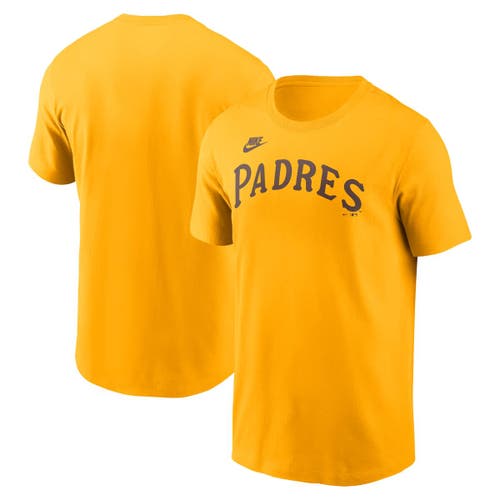 Nike Gold San Diego Padres Cooperstown Wordmark T-shirt In Gold