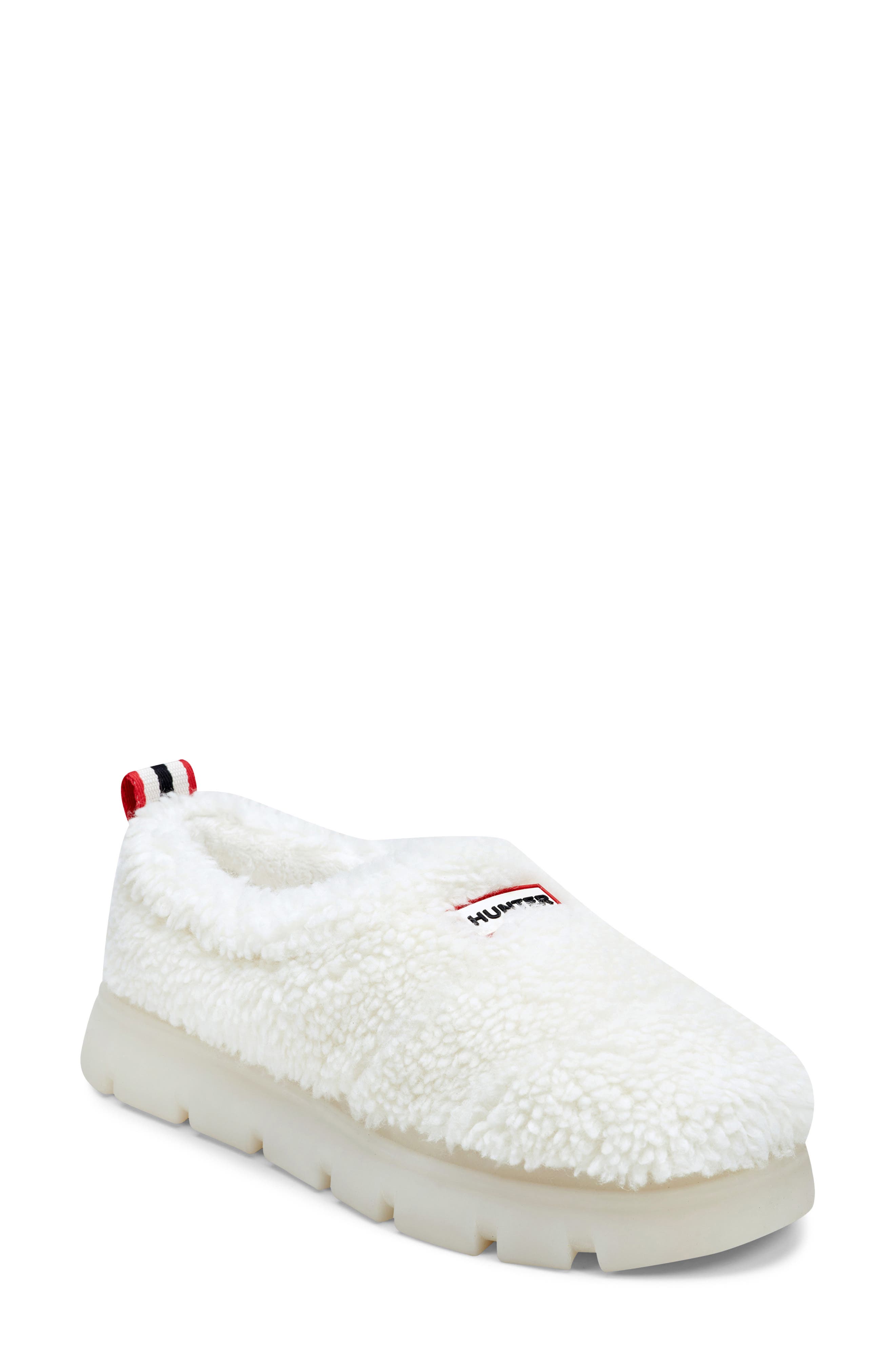 Hunter Madisons Faux Shearling Clog, Main, color, Creamy Off White/ Signature