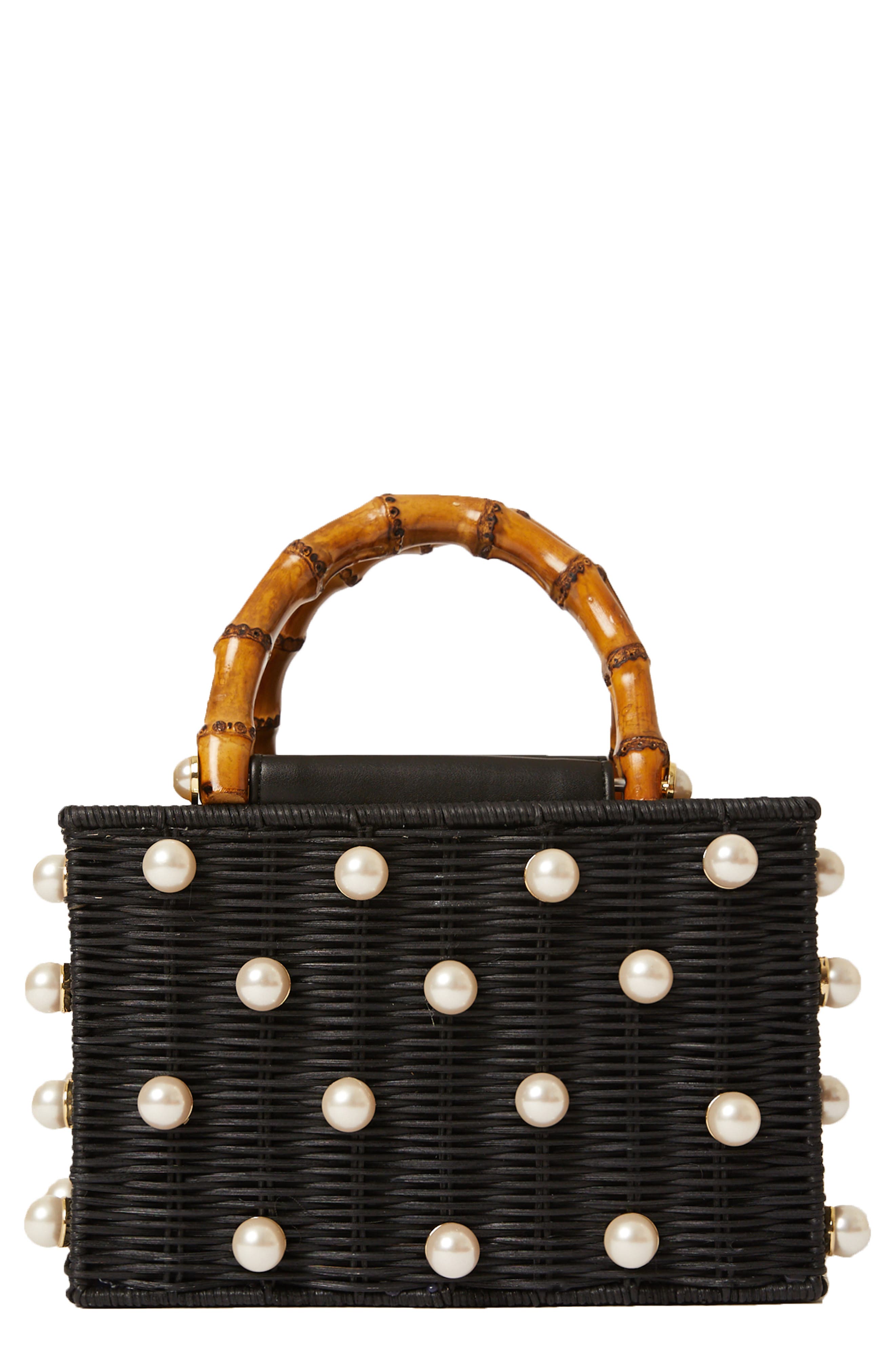 BTB Los Angeles Chloe Imitation Pearl Rattan Bag, Main, color, 