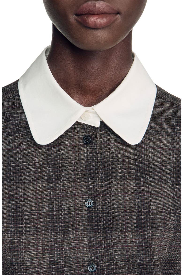 Check shirt with contrast collar, Alternate, color, Dark grey