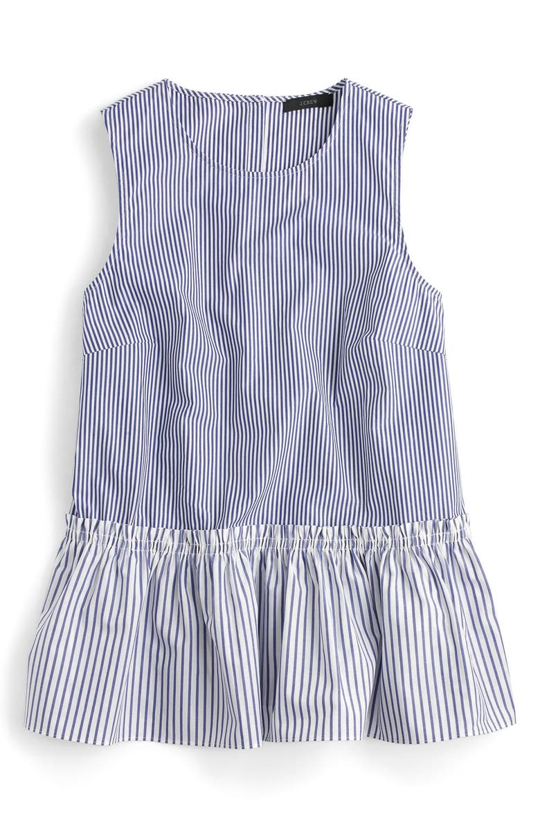 J.Crew Button Back Stripe Peplum Top, Alternate, color, 