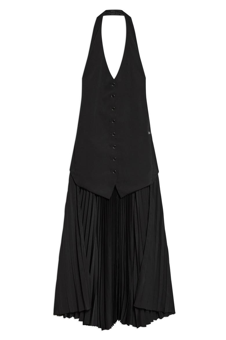 Halter Vest High-Low Dress, Alternate, color, BLACK