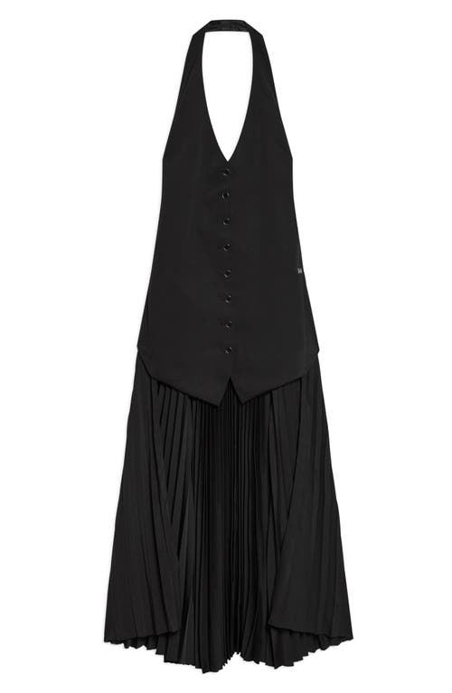 Helmut Lang Pleated Halter Vest Dress In Black
