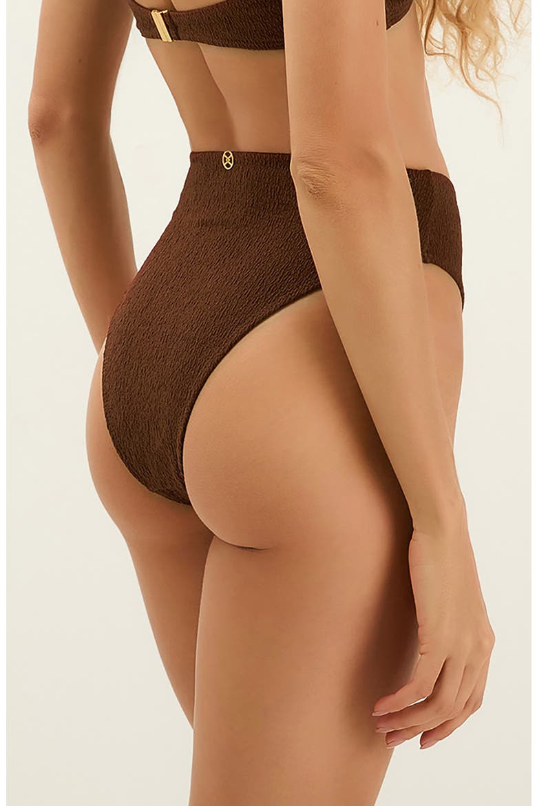Gigi Hot High Waist Bikini Bottoms, Alternate, color, BROWN