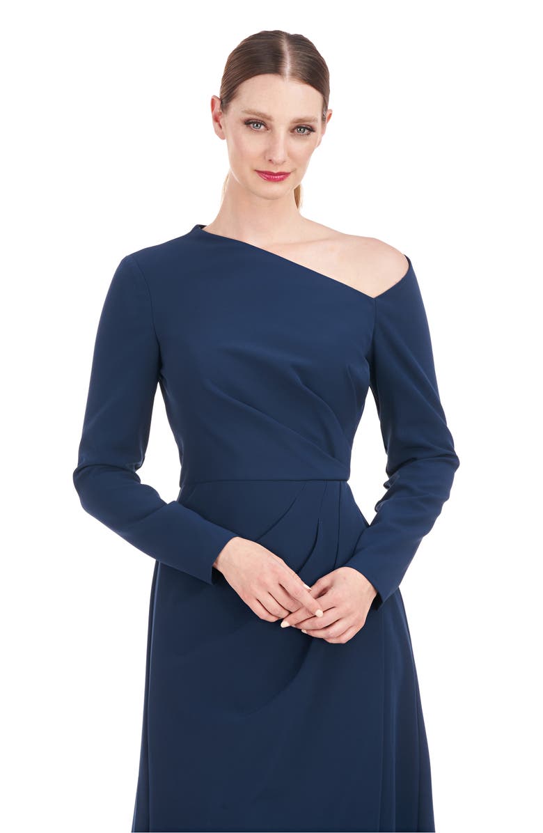 Kay Unger Irina Long Sleeve A-Line Gown, Alternate, color, Night Blue