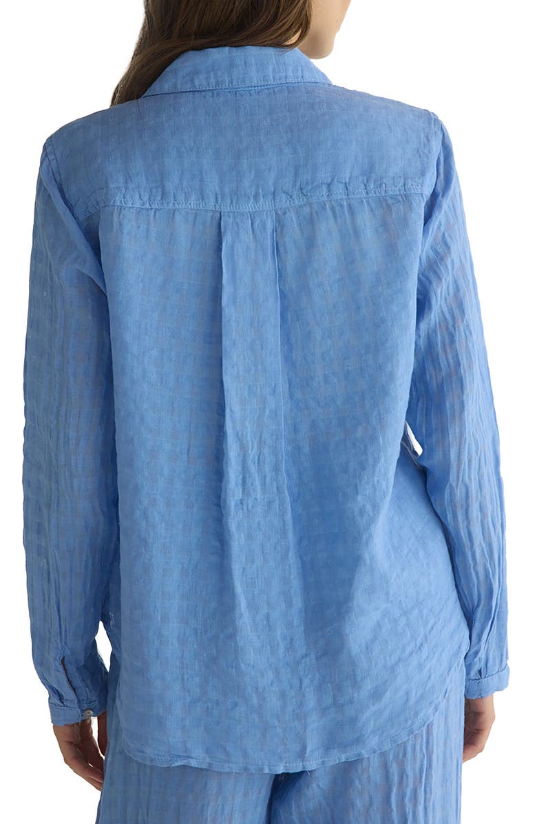 Bella Dahl Clean Front Linen & Cotton Button-Up Shirt, Alternate, color, Riviera Blue