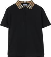 Burberry Check Collar Cotton Polo Shirt